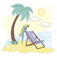 BEACH Summer Tropical Vacation Travel Vector Illustration Set