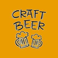 arte cerveza estilo bebida letras tazas vector ilustración