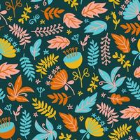 DINO FABRIC Floral Grunge Prehistoric Seamless Pattern Vector