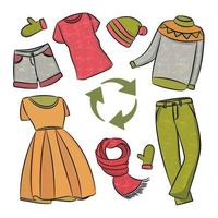 DRESS RECYCLING Global World Ecological Problem Vector Set