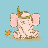 CUTE ELEPHANT Cartoon Safari Animal Vector Illustration Card