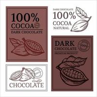 CHOCOLATE AND COCOA Design Label Vector Illustration Set