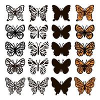 mariposa conjunto monocromo insecto bosquejo vector colección