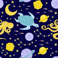 CONSTELLATION Space Cute Seamless Pattern Vector Illustration