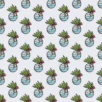 CHRISTMAS TOY AND BERRIES New Year Vector Seamless Pattern