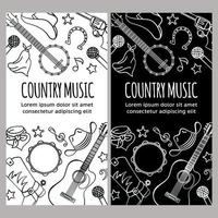 COUNTRY MUSIC FLYER Western Festival Vector Illustration Set