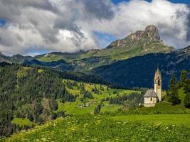 La valle dolomites church panorama landscape photo