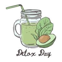 DETOX DAY Healthy Eating Program Vector Illustration Set