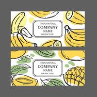 BANANA MANGO LABELS Design Sketch Vector Illustration Set