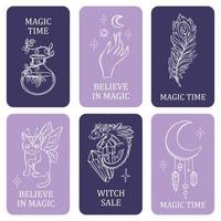 ASTROLOGY ELEMENTS Mystical Occult Esoteric Symbol Card Set vector