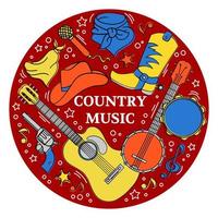 COUNTRY MUSIC STICKER Western Festival Vector Illustration