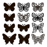 cortar mariposas monocromo insecto bosquejo vector colección