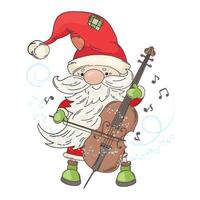 violonchelo Papa Noel alegre Navidad músico vector ilustración conjunto