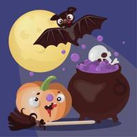 BAT MAGIC Halloween Holiday Cartoon Vector Illustration Set
