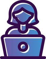 Woman Using Laptop Vector Icon Design