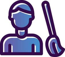 Man Sweeping Floor Vector Icon Design