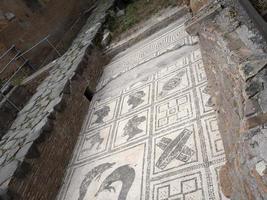 old ancient ostia archeological ruins bath complex mosaic photo