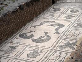 old ancient ostia archeological ruins bath complex mosaic photo