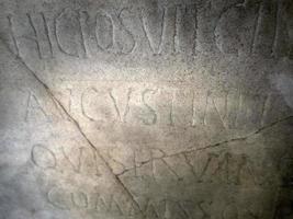 Saint Monica mother of Augustine inscription inside Church in Ancient Ostia photo