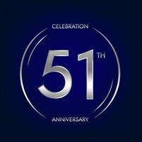 51º aniversario. cincuenta y uno años cumpleaños celebracion bandera en plata color. circular logo con elegante número diseño. vector