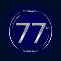 77º aniversario. setenta y siete años cumpleaños celebracion bandera en plata color. circular logo con elegante número diseño. vector
