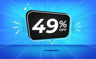 49 percent off. Blue banner with forty-nine percent discount on a black balloon for mega big sales. vector