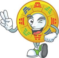 Chinese circle feng shui cartoon character style vector