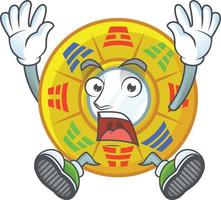 Chinese circle feng shui cartoon character style vector