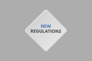 New Regulations text Button. New Regulations Sign Icon Label Sticker Web Buttons vector