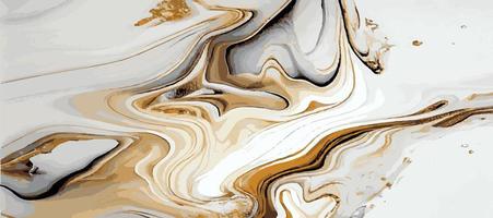 Marble panoramic texture, white gold colored marble surface, curved lines, bright abstract background design - Vector