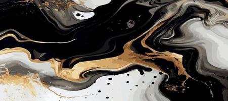 mármol panorámico textura, negro oro de colores mármol superficie, curvo líneas, brillante resumen antecedentes diseño - vector