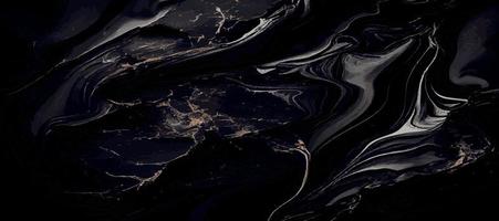 Black marble panoramic texture design, colorful dark marble surface, curved golden lines, bright abstract background design - Vector