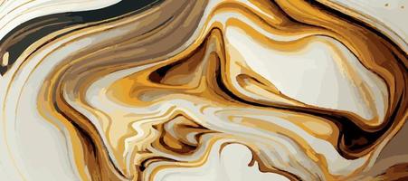 Marble panoramic texture, white gold colored marble surface, curved lines, bright abstract background design - Vector