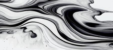 Marble panoramic texture, colorful black and white gray marble surface, curved lines, bright abstract background design - Vector