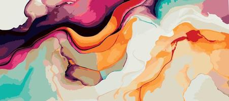 Marble panoramic texture design, colorful multicolored marble surface, curved lines, bright abstract background design - Vector