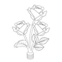 Rose Flower Coloring Page And Book Hand Drawn Line Art Illustration vector