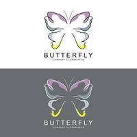 Butterfly Logo Design, Beautiful Flying Animal, Company Brand Icon Illustration, Screen Printing, Salon vector