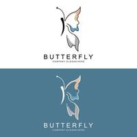 diseño de logotipo de mariposa, hermoso animal volador, ilustración de icono de marca de empresa, serigrafía, salón vector