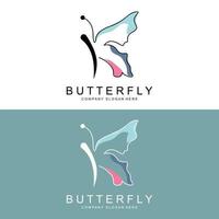 diseño de logotipo de mariposa, hermoso animal volador, ilustración de icono de marca de empresa, serigrafía, salón vector