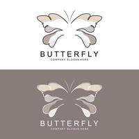 diseño de logotipo de mariposa, hermoso animal volador, ilustración de icono de marca de empresa, serigrafía, salón vector