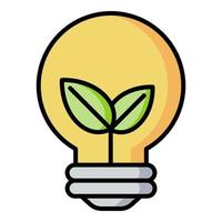 Eco light bulb with leaves icon. vector