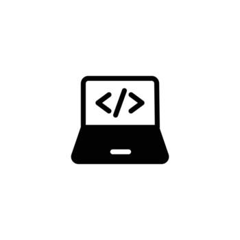 codificación icono. sólido icono vector
