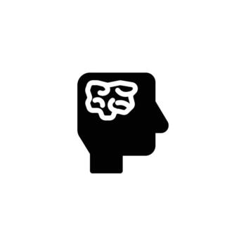 brain icon. solid icon vector