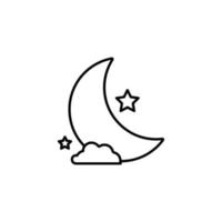 moon and star icon. outline icon vector