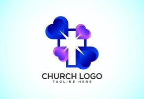 Iglesia vistoso logo. cristiano firmar simbolos el cruzar de Jesús vector