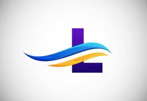 Initial L alphabet with swoosh or ocean wave logo design. Graphic alphabet symbol for corporate business identity vector