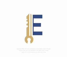 Letter E key logo vector