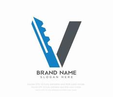 Letter V key logo vector