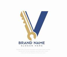 Letter V key logo vector