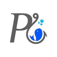 Initial P Hook Logo vector